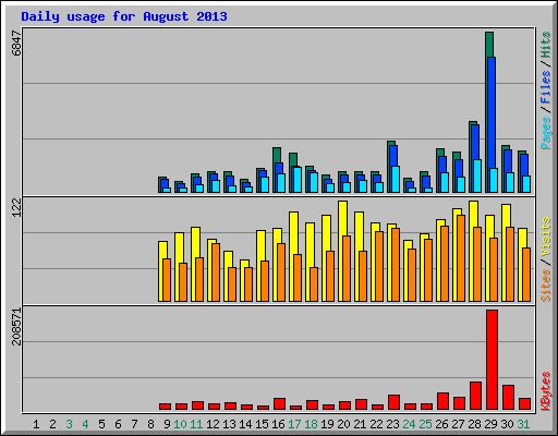 Daily usage for August 2013