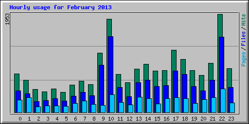 Hourly usage for February 2013